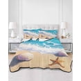 thumbnail image 3 of Coastal Beach Full Size Down Alternative Comforter, Lightweight Comforter Quilt Bedding Set with Pillow Shams Nautical Ocean Starfish Shells Sea Waves All Seasons Bed Comforter Duvet Insert 78"x90", 3 of 7
