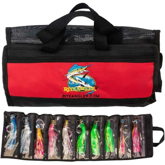 8″ Chugger Head Trolling Lures, Set of 10 Trolling Lures Saltwater Fishing Lure for Tuna, Marlin, Mahi, Dolphin, Dorado, Wahoo & Teasers in Carrying Case for Offshore Big Game Fishing