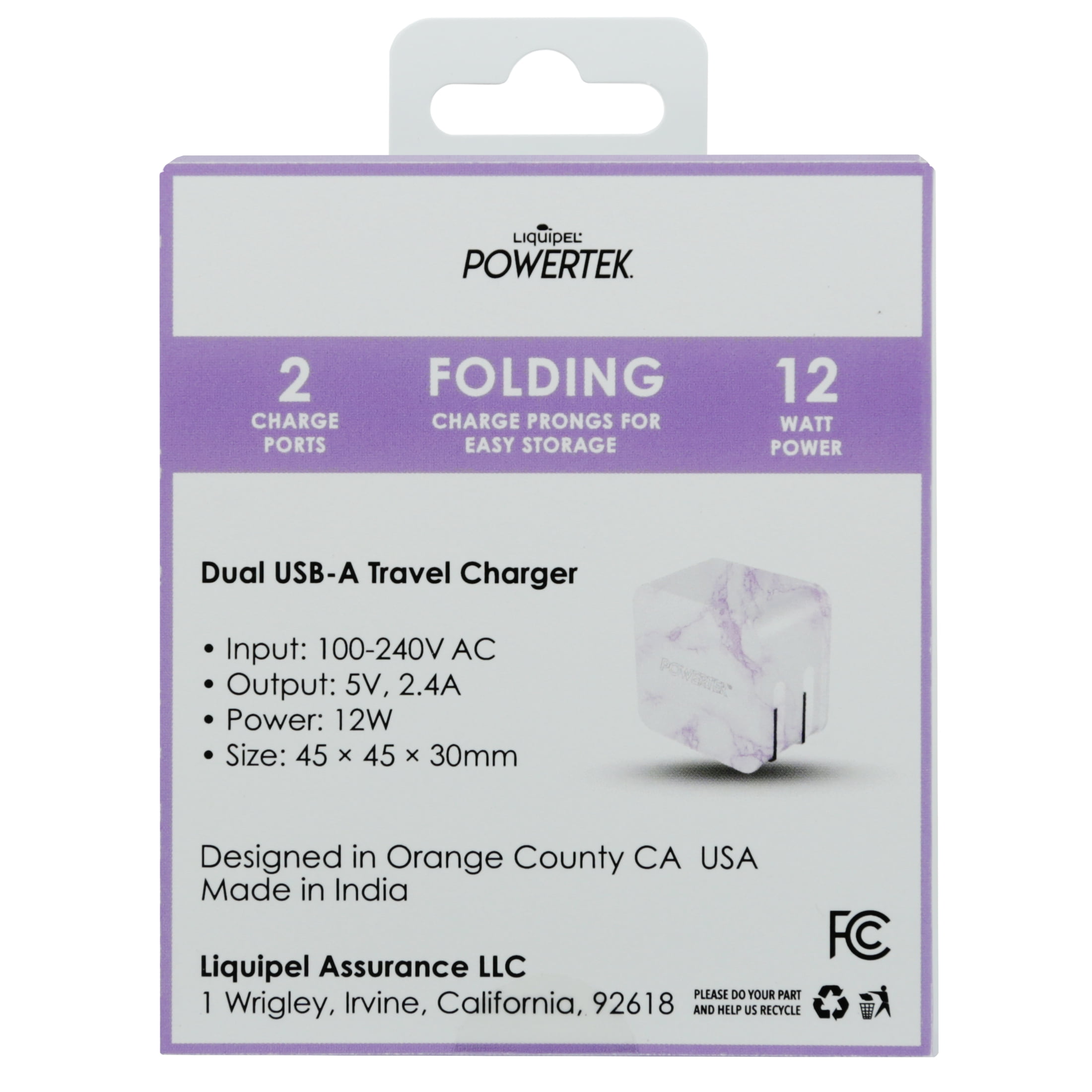 Liquipel Dual USB-A Wall Charger Marble - Purple