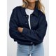 thumbnail image 4 of Chaqueta Corta de Ante Sintético para Mujer, Informal, Ligera, para Otoño e Invierno. Azul Marino L, 4 of 8