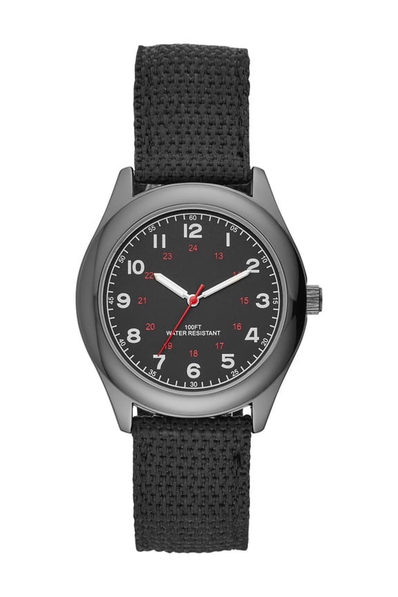 Men's Watch: Gunmetal Case, Black Easy Read Dial, Black Nylon Strap (FMDOGE005)