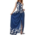 thumbnail image 3 of Women's One Shoulder Elegant Dress High Waist Split Dress Tie-Dye Floral Print Casual Evening Party Maxi Dresses, 3 of 4