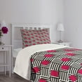 thumbnail image 3 of Ambesonne Teen Room Quilted Bedspread Set 2 Pcs, Geometric, Twin Size, Magenta Black and White, 3 of 5