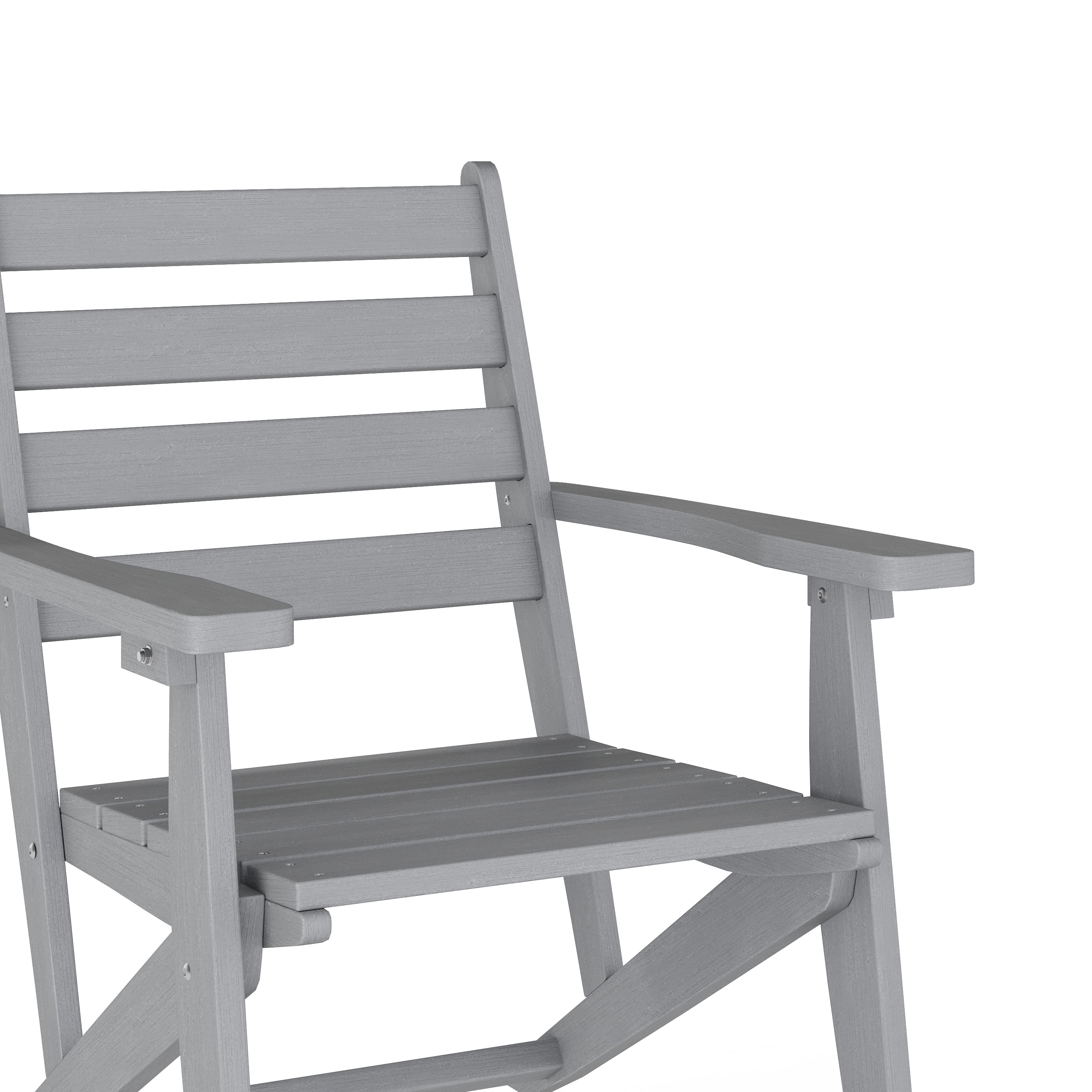 Emma + Oliver Adirondack Dining Chair with Fold Out Cup Holder, Weather Resistant Recycled HDPE Adirondack Chair in Gray