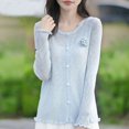 thumbnail image 2 of Stylish Cardigan With Ruffle Edges And Floral Knit Design For Versatile Layering And Comfort Cardigan Sweaters for Women, 2 of 2