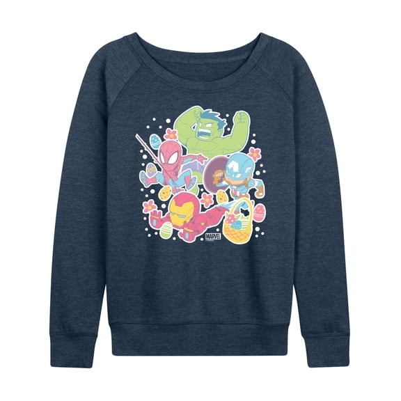 Marvel The Avengers - Easter Stickers - Women's French Terry Pullover Long Sleeve Shirt