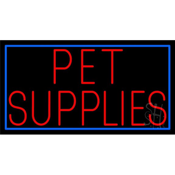 Pet Supplies Blue Border LED Neon Sign 13" Tall x 24" Wide - inches Black Square Cut Acrylic Backing, with Dimmer - Premium built indoor Sign for Club, Home dcor, Event, Workshop, Storefront.