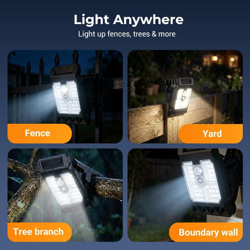 Solar Flood Lights Outdoor Clip On Solar Lights Motion Sensor Security Lights Waterproof Solar Outdoor Lights for Patio, Yard, House, Garage 1PC Yellow
