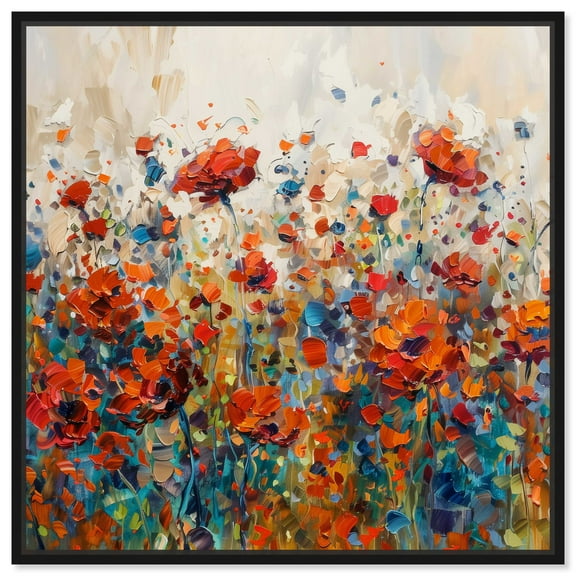 Beautiful Garden Bloom Impressionism Wall Art /Monet And Van Gogh Inspired Art Canvas Wall Art by Art Remedy, Black Floater Frame, 13" x 13"