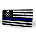 thumbnail image 2 of Yehwow American flag Thin Blue Line Metal Car Plate Decorative Aluminum License Plate Tag Sign, 2 of 5