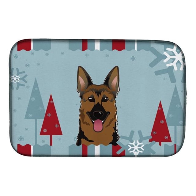 Carolines Treasures BB1707DDM Winter Holiday German Shepherd Dish Drying Mat