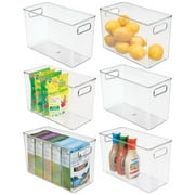 mDesign Plastic Kitchen Pantry Storage Organizer Container Bin - 6 Pack - Clear