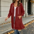 thumbnail image 7 of yillto Womens Long Jacket Hoodie Sweatshirts Full Zip up Comfy Warm Fashion Fall Casual Coats with Pockets, 7 of 7