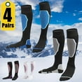 thumbnail image 4 of 4 Pairs Men's Knee-High Thickened Warm Hiking Climbing Skiing Ice Skating Outdoor Sports Socks, Knitted Fabric, Nylon & Polyester Blend, Machine Washable, Geometric Pattern, Men's Outdoor Socks, 4 of 10