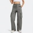 thumbnail image 4 of Sevevn Ladies' Solid Color Cotton And Linen Pants Casual Pants With Drawstring And Pocket Beach Pants Deal of the Week Gray L, 4 of 9