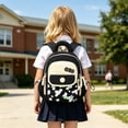 thumbnail image 3 of Lightweight Color Contrast Mini Backpack with Bead Decor, Multi Compartment Portable Travel School Daily Shoulder Bag, 3 of 3
