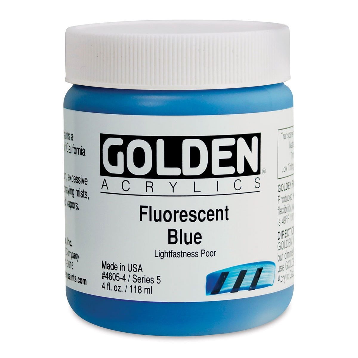 Golden® Fluorescent Acrylic Color, 4 oz., Fluorescent Blue