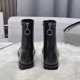 thumbnail image 5 of NECHOLOGY Botas Mujer Zapatos Botines mujer Moda mujer cuero artificial Color sólido otoño suela gruesa tacones cuadrados cremallera botines cortos zapatos de punta redonda (Black, 8.5), 5 of 7