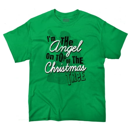 Angel On Christmas Tree Christmas Gift Funny Shirts Gift Ideas T-Shirt Tee by Brisco Brands