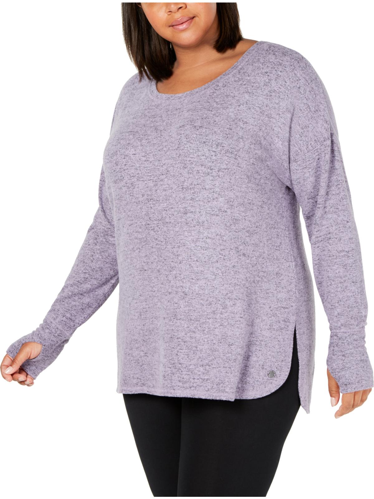 Ideology Womens Plus Sweatshirt Fitness Pullover Top