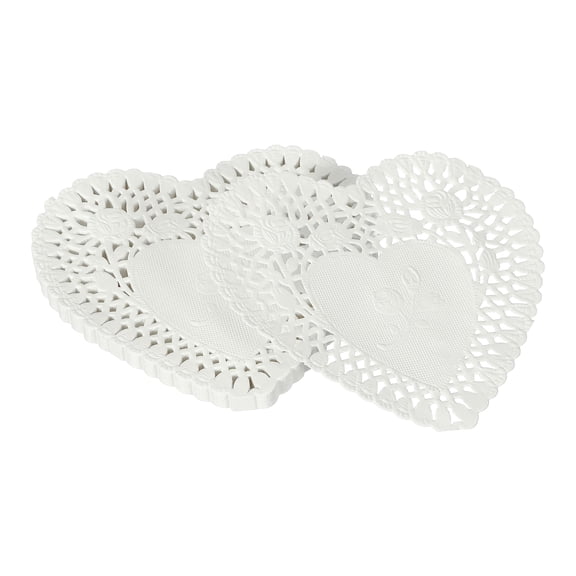 Paper Doilies, Heart Paper Lace Doilies Disposable Placemats for Cakes Desserts Food 4 Inch & 100 Pack & White
