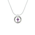 thumbnail image 2 of Delight Jewelry Silvertone Small Purple Crystal Cross Laugh Ring Charm Necklace, 18", 2 of 4