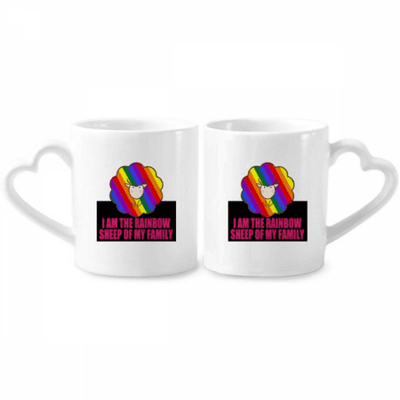 

I Am The Rainbow Sheep Of My Faly Couple Porcelain Mug Set Cerac Lover Cup Heart Handle