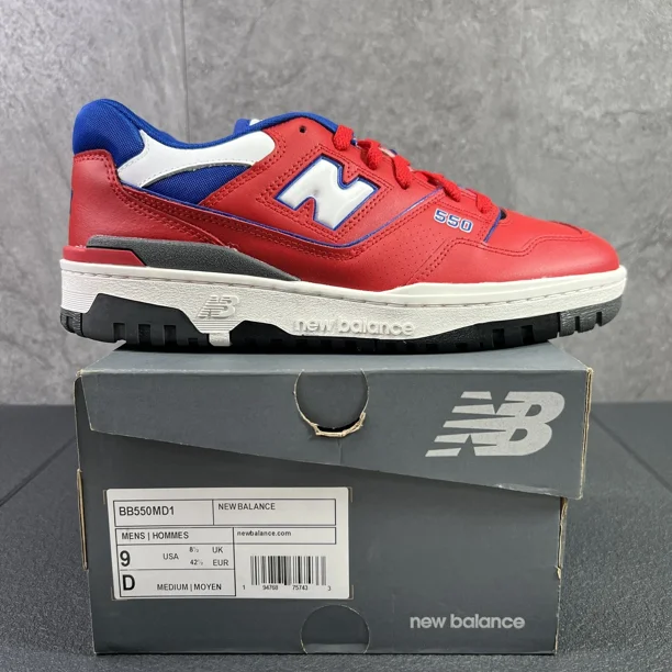 New Balance 550 Size 9 Mens Red Blue Casual Shoes BB550MD1