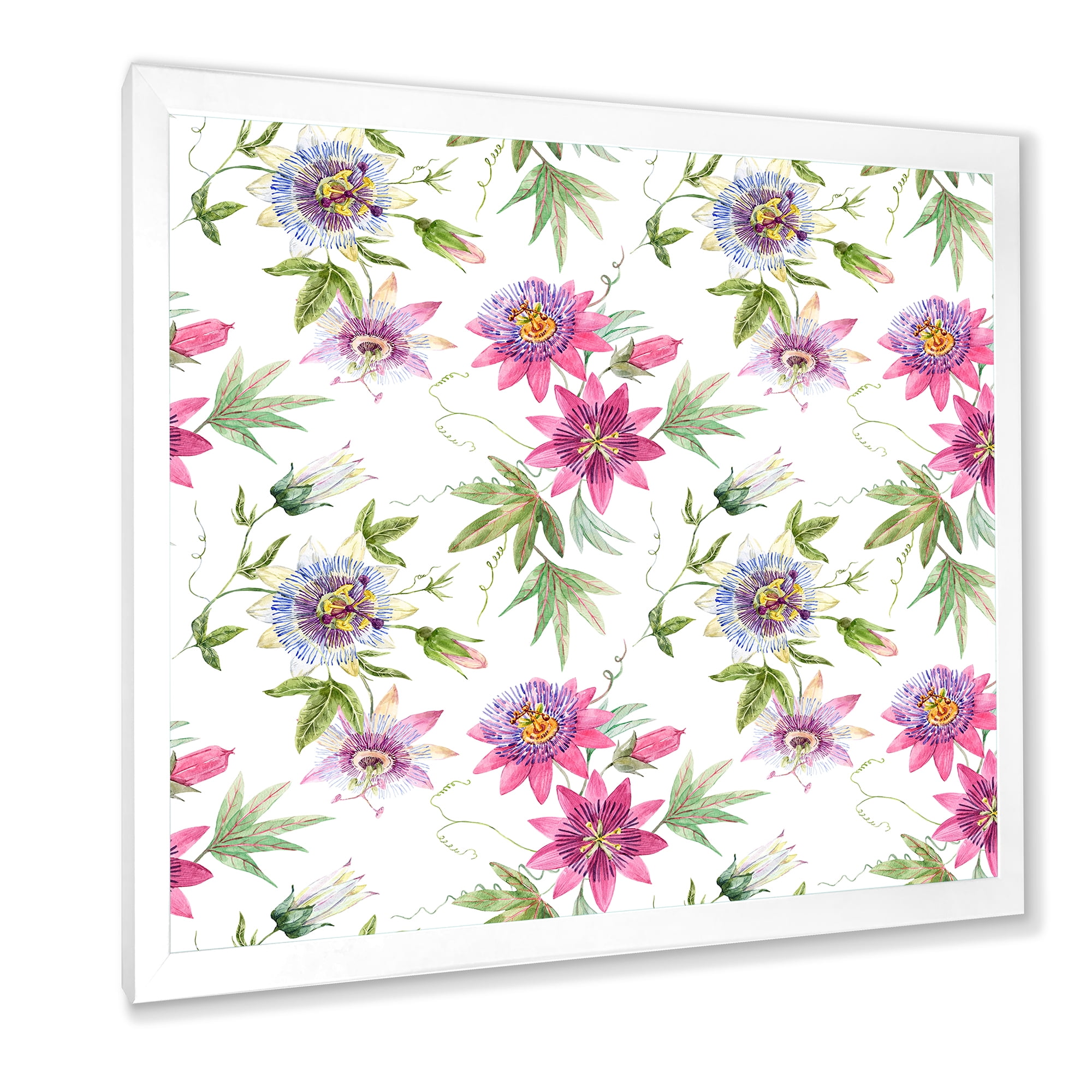 Designart 'Pink Passionflower Flowers and Petals' Traditional Framed Art Print