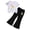 H03-I, variant on HCNTES Little Girl's 2 Piece Print Outfit T-shirts with Bell Bottom Flare Pants Outfits Set Kids Girls School Suit 3T 4T 5T 6T Girls Summer Clothing Set(H03-D,2-3 Years)
