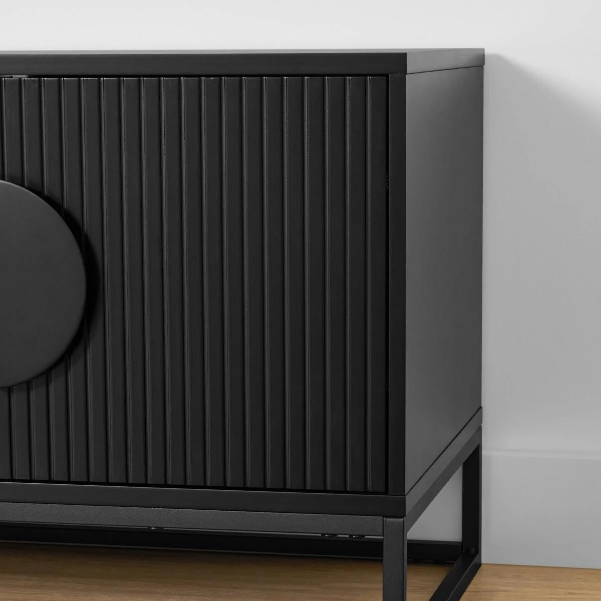 Anko Modern Ribbed Entmt Unit - Black