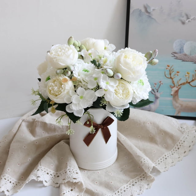 Fiudx Flores Artificiales, Impresionante Decoración Floral de Plástico, Colores Vibrantes y Duraderos, Diseño Resistente Al Agua y a La Decoloración, Ideal para La Oficina En Casa, Regalo para El Día
