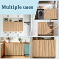 thumbnail image 6 of Brown Color Sink Skirt for Bathroom, Self-Adhesive Under Sink Curtain, Abstract Woven Texture Vintage Minimalist Hide Pipes & Storage Fabric Cabinet Skirt Cover for Kitchen Laundry 32"x55", 6 of 8