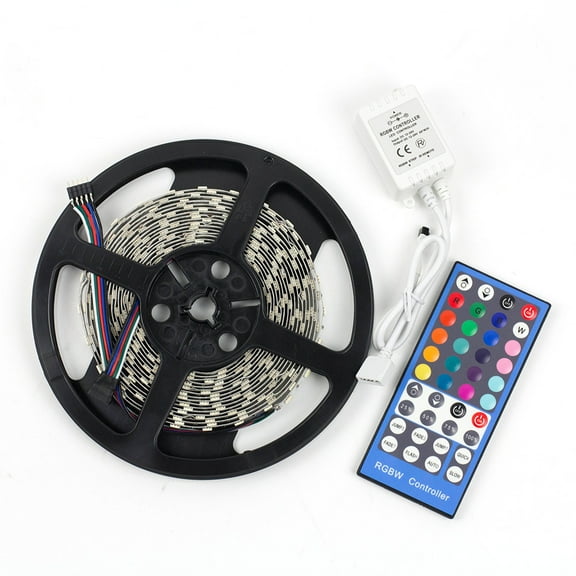 SUPERNIGHT Flexible 16.4ft 5M 300LEDs SMD 5050 LED Strip Light Non-Waterproof – Color: RGBW   40Keys 5-Pins RGBW Remote