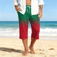 thumbnail image 2 of Migroa Mens Capri Pants Elastic Waist Drawstring Workout Gym Joggers Summer Gradient Pajama Shorts Casual Sweat Green M, 2 of 5