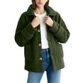 thumbnail image 4 of Zedker Women's Plus Size Fleece Jacket Women Cozy Warm Bed Jackets Fuzzy Button Up Sleepwear Long Sleeve Winter Coat Green S, 4 of 7