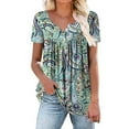 thumbnail image 2 of Black Womens Clothes Trendy Spring 2024, Polyester Office Blouses for Women for Work, Short Sleeve Cute Summer Shirts for Women, Tops for Women, Floral Weekend Flower Oversized Tshirts for Women, 2 of 3