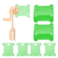 thumbnail image 1 of Uxcell 100 bobinas de hilo de bordado con devanador, organizador de hilo de plástico para punto de cruz, herramienta de almacenamiento, verde claro, 1 of 7