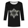 thumbnail image 3 of Christmas Shirts for Women 3/4 Sleeve Blouses Christmas Snowflakes Printed Crew Neck Tops Funny Xmas Graphic Tunic Tops Holiday Family Party Matching Pullover, 3 of 5