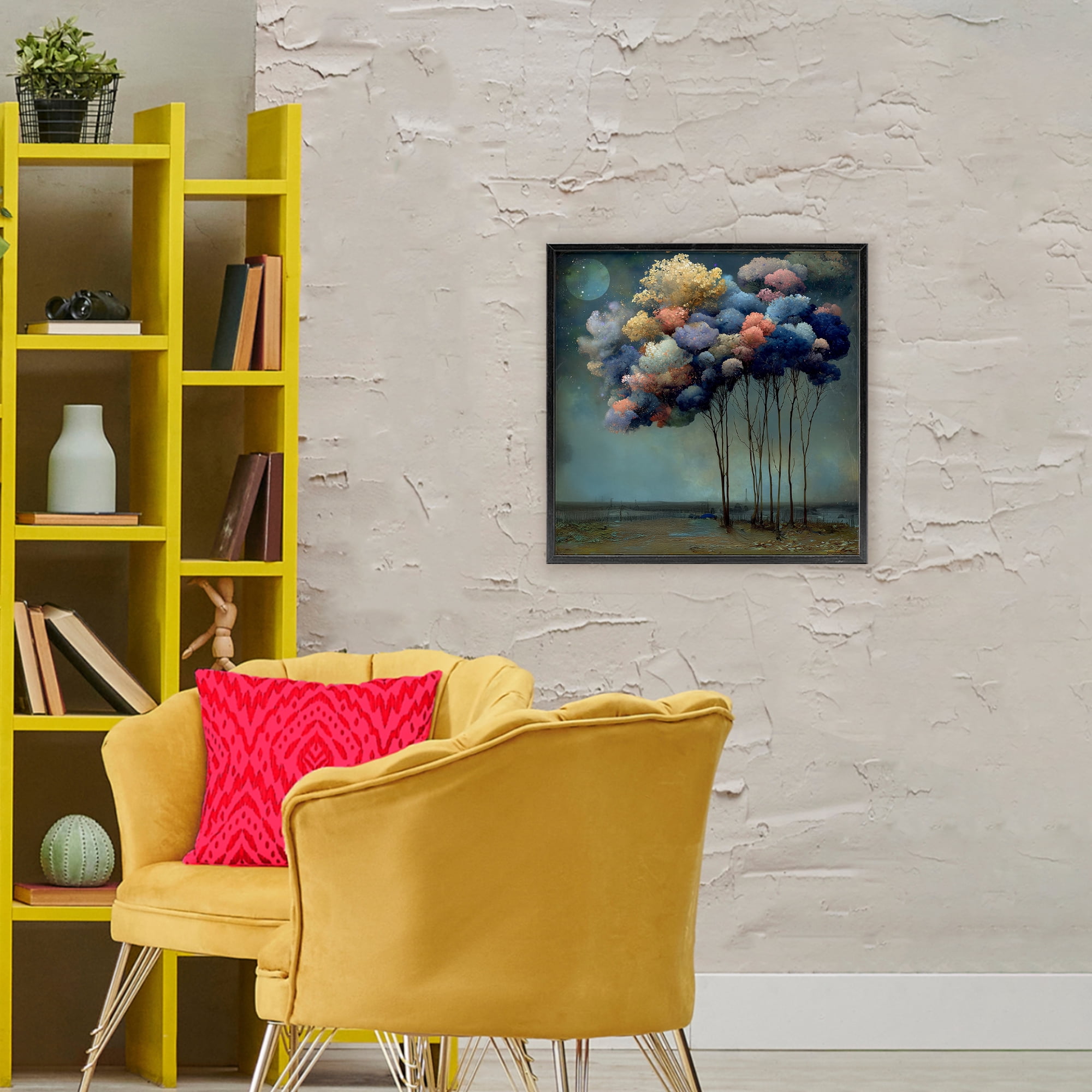 Stupell Industries Dreamy Sky Trees Surrealism Black Framed Giclee Art, design by Annabelle Hall