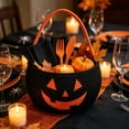 thumbnail image 2 of Sahpxhe Halloween Baskets Pumpkin Ghost Cotton Rope Woven Candy Basket,Handheld Storage Bucket Gift Basket for Trick or Treat,Halloween Party,9.84x7.87in Black-A, 2 of 8