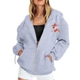 thumbnail image 7 of Christmas Sweatshirts for Women Women'S Christmas Printed Zipper Long Sleeved Pocket Drawstring Casual Fleece Hooded Hoody Womens Hoodie Grey M, 7 of 7