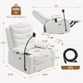 thumbnail image 4 of Holaki Power Recliner Chair, 270° Swivel Recliner with Heat & Lumbar Support, Modern Chenille Rocker Recliner Nursery Chair with Smart Cup Holder & Adjustable Armrests for Nursing, White, 4 of 10