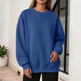 thumbnail image 2 of Garbnen Crew Neck Sweatshirt Women Fleece Lined Womens Long Sleeve Shirt Casual Fall Winter Warm Oversized Fashion Womens Pullover Tops Blue XL, 2 of 7