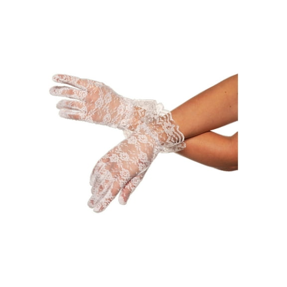 Adult Women's Lace Wrist Gloves White