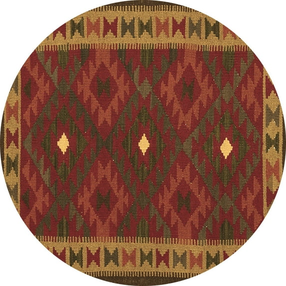 Ahgly Company Indoor Round Oriental Brown Traditional Area Rugs, 5' Round