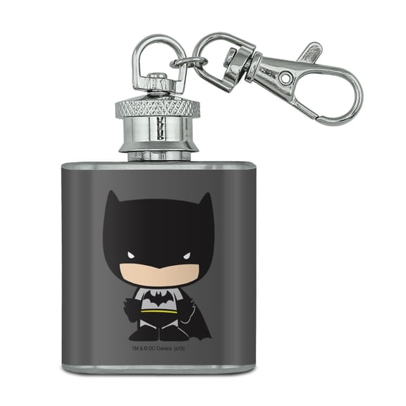Batman Cute Chibi Character Stainless Steel 1oz Mini Flask Key Chain