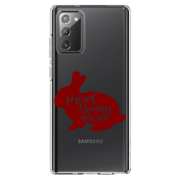 DistinctInk Clear Shockproof Hybrid Case for Galaxy Note 20 ULTRA (6.9" Screen) - TPU Bumper Acrylic Back Tempered Glass Screen Protector - Proud Bunny Mom - Rabbit
