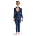 thumbnail image 2 of Kaerm Body de Danse pour Filles avec Strass Manches Longues Unitard Extensible Bleu Marine 14, 2 of 6