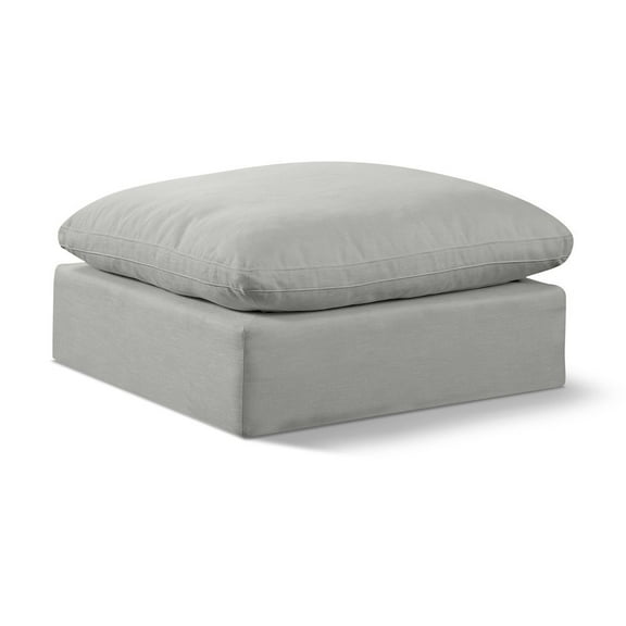 Meridian Furniture Comfy Grey Linen Textured Fabric Ottoman
